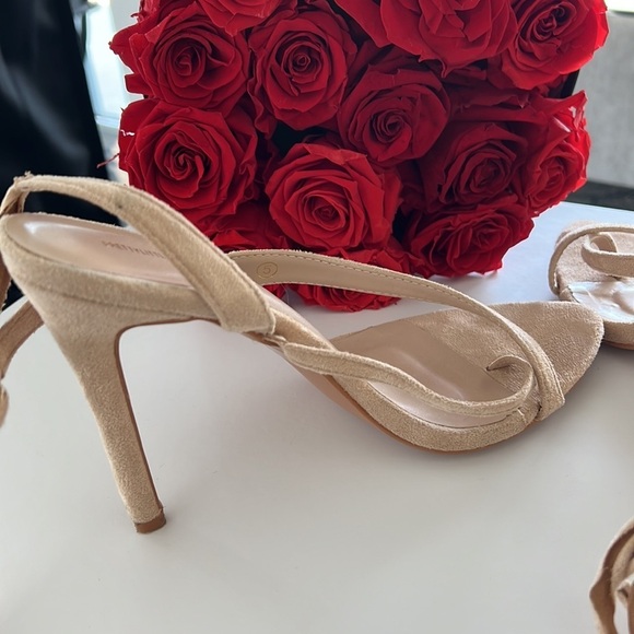 Nude Cross Toe Loop Ankle Strappy  High Heels - Picture 5 of 7